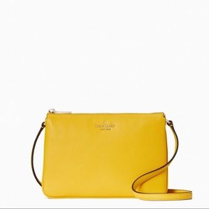 NWT Kate Spade Leila Triple Gusset Leather Crossbody Bag | Sunflower Yellow